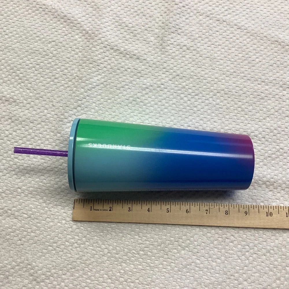 Starbucks 2022‎ Spring Purple Teal Floral Tumbler Double Wall Screw On Lid 24oz